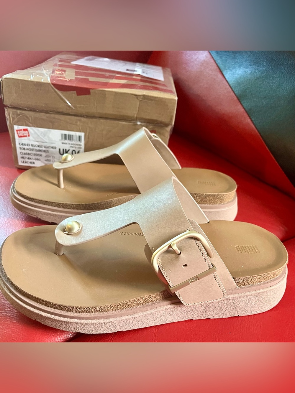 Fitflop womens Gen-ff Buckle Leather Toe-post Sandals, Size 8 - Picture 8 of 10